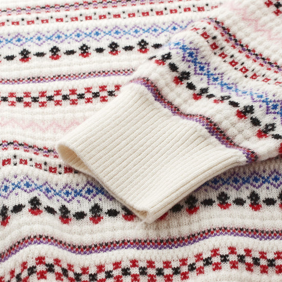 COMOBOCA 100% Cashmere Women's Fair Isle Round Neck Sweater