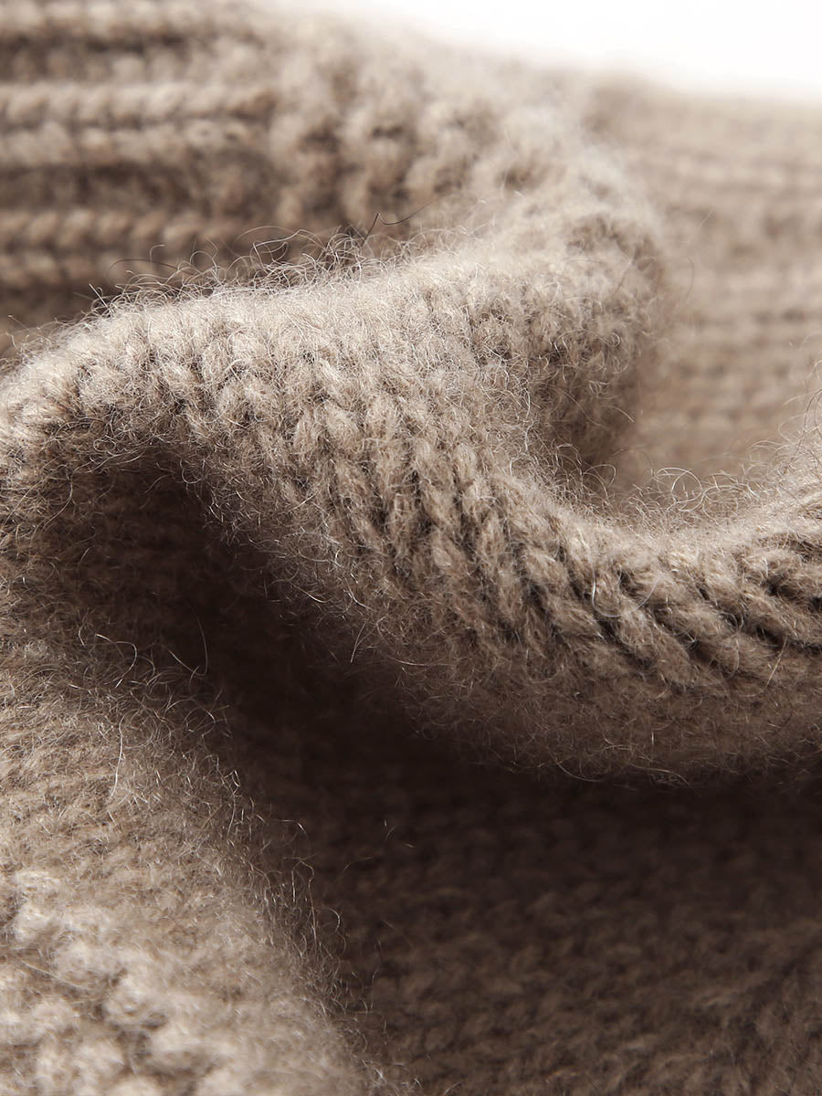 COMOBOCA 100% Cashmere Women's Ear Flap Beanie with Pom-Poms