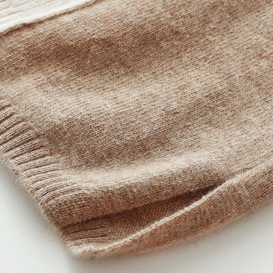 COMOBOCA 100% Cashmere Women's Color Block Round Neck Knit Sweater