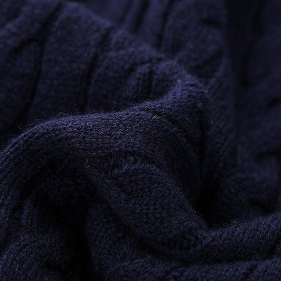 COMOBOCA 100% Wool Kids' Cable Knit Sweater with Color Block Detail