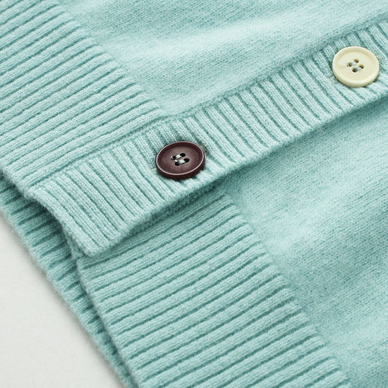 COMOBOCA 100% Wool Kids' Colorful Buttons Round Neck Cardigan