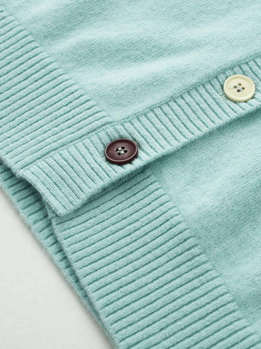 COMOBOCA 100% Wool Kids' Colorful Buttons Round Neck Cardigan