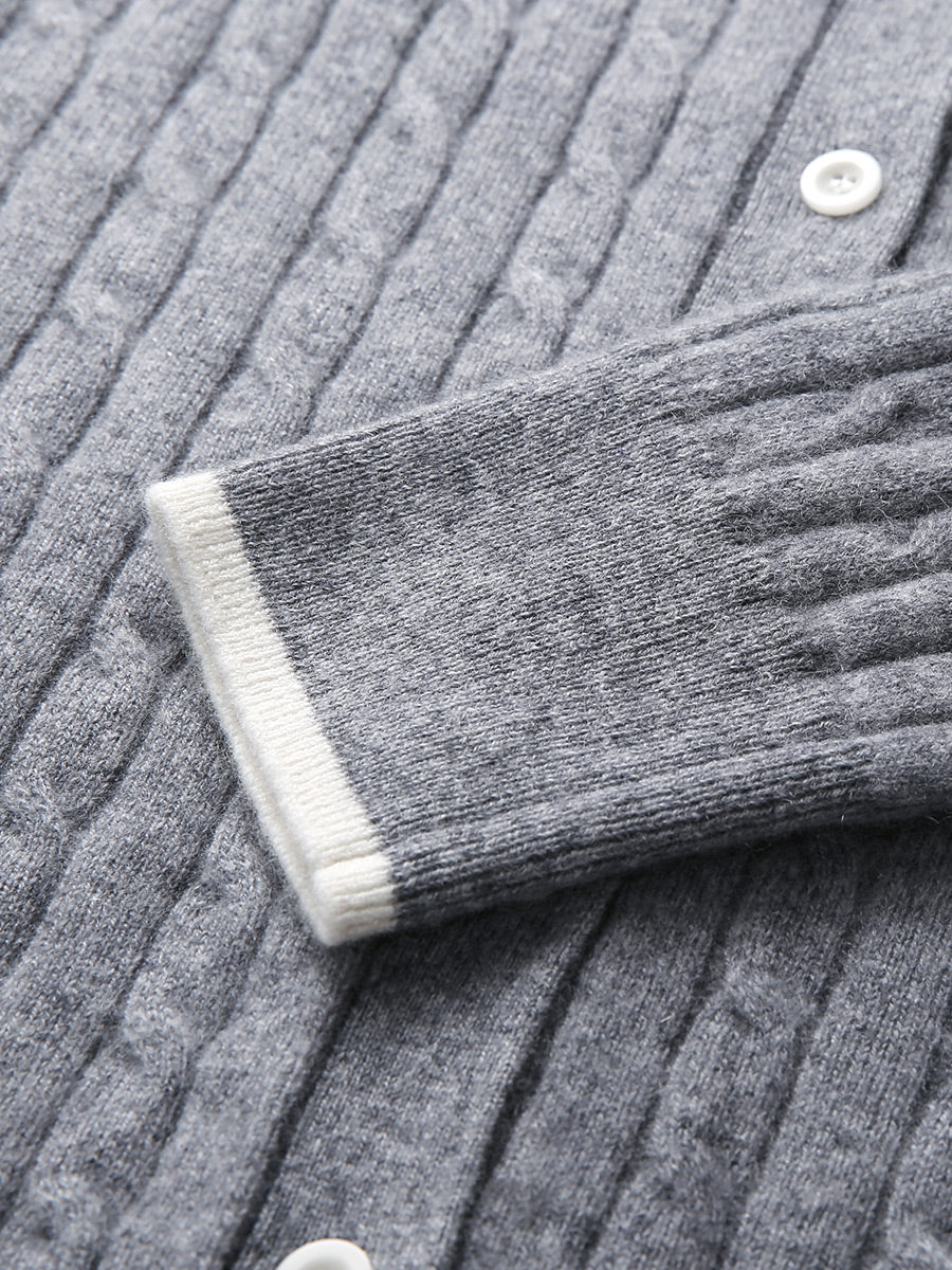 COMOBOCA 100% Cashmere Women's Cable Knit Button Front Cardigan