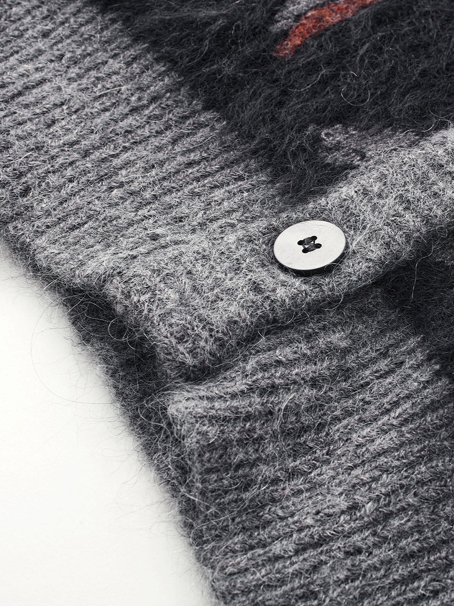 COMOBOCA Women's Landscape Patterned Knit Cardigan