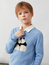 COMOBOCA 100% Wool Kids' Panda Pattern Round Neck Sweater