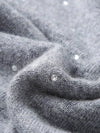 COMOBOCA 100% Cashmere Women's Sweater with Crystal Embellishments