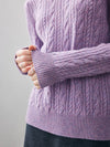 COMOBOCA 100% Cashmere Women's Cable Round Neck Knit Sweater