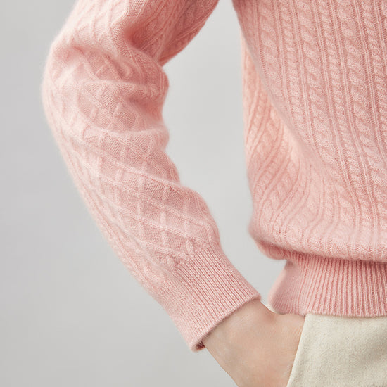 COMOBOCA 100% Cashmere Women's Cable Knit Button Front Sweater