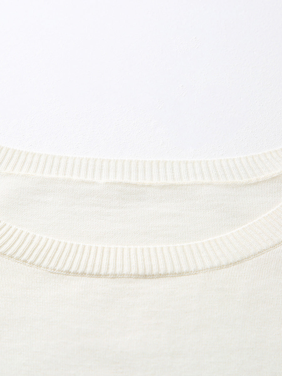 COMOBOCA Women's Lace Sleeve Round Neck Sweater