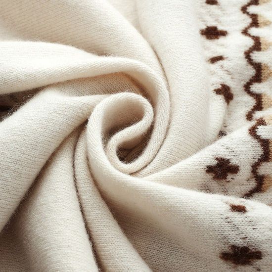 COMOBOCA 100% Wool Women's Fair Isle Knit Hoodie