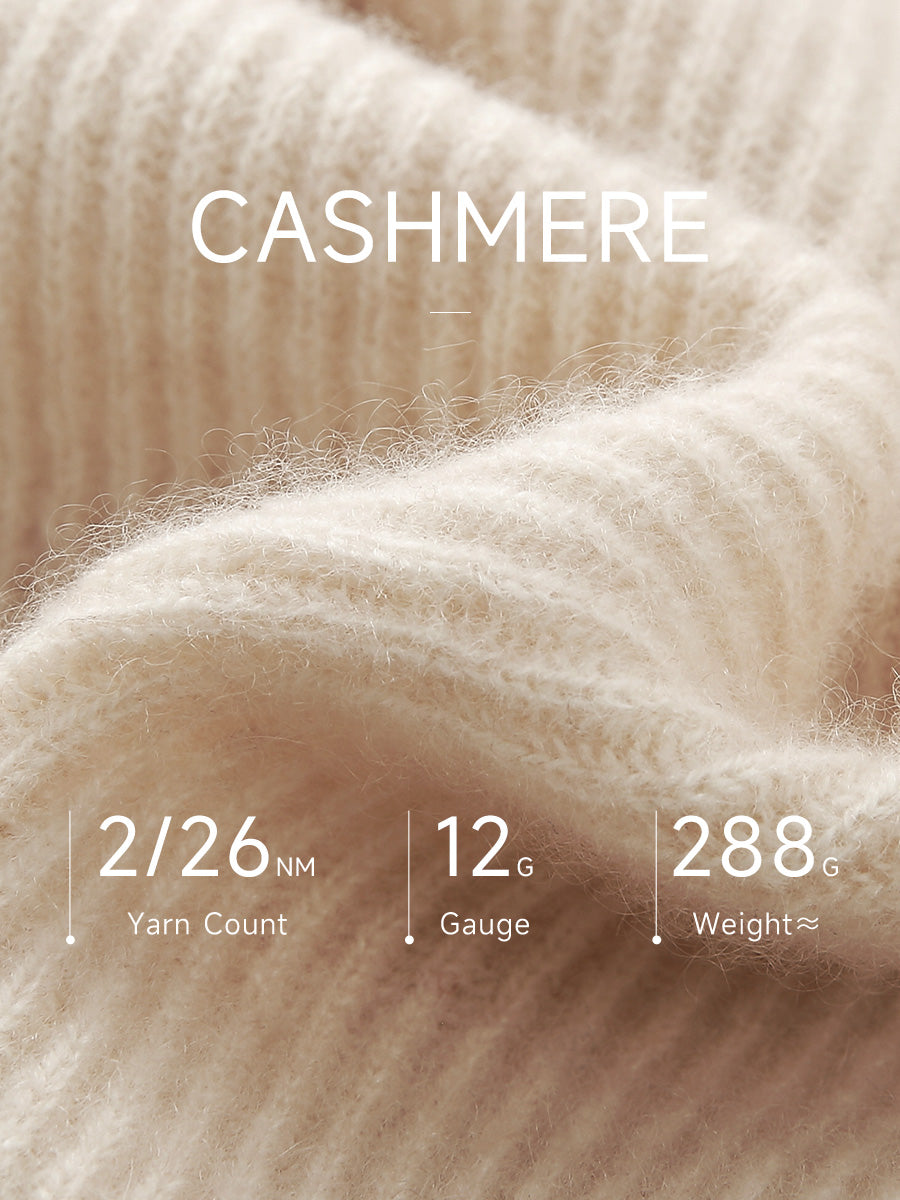 COMOBOCA 100% Cashmere Women's Ribbed Sailor Collar Knit Sweater