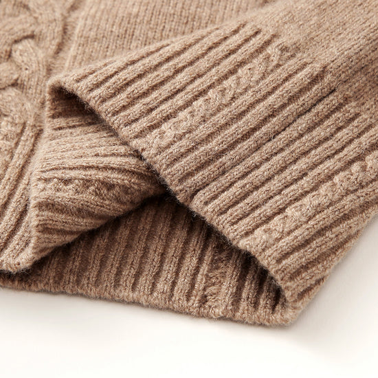 COMOBOCA 100% Wool Women's Cable Knit Zip Cardigan Hoodie