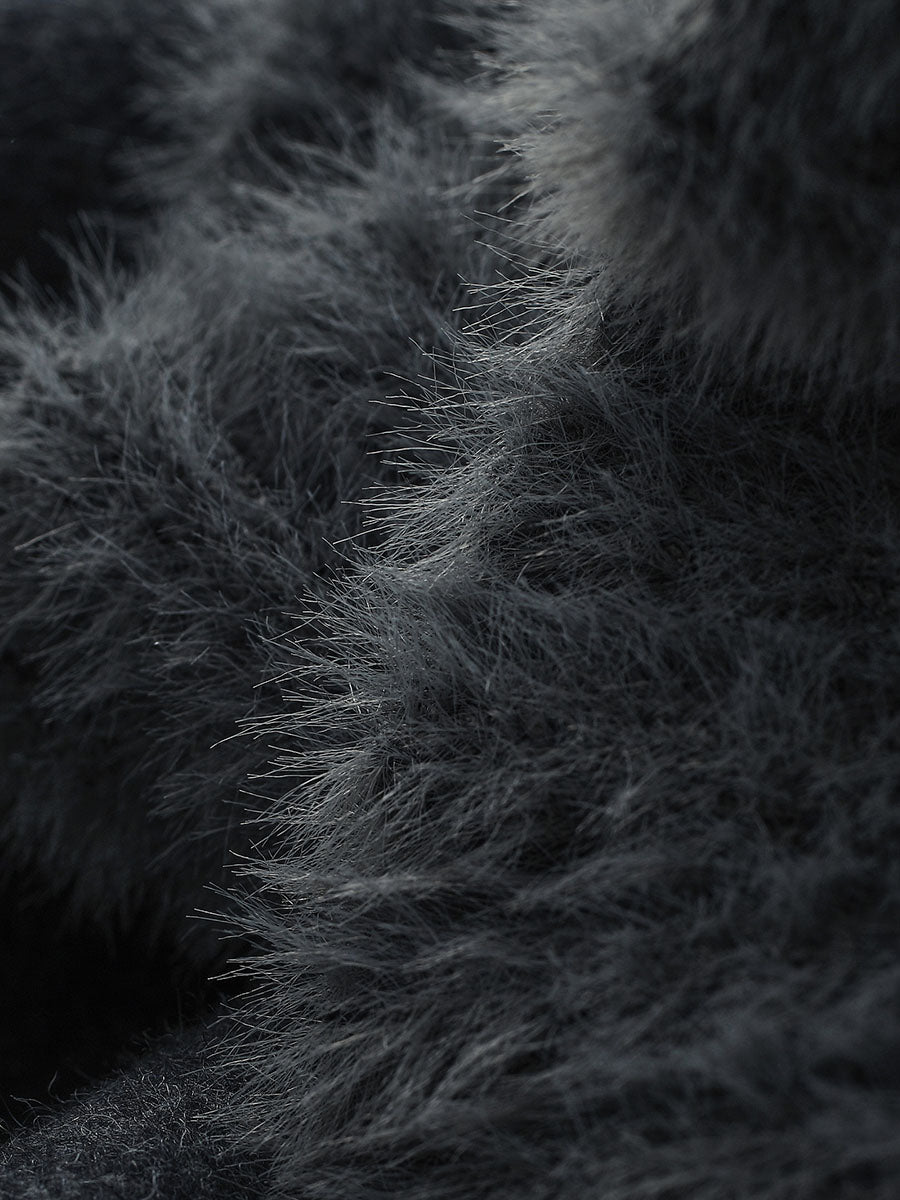 COMOBOCA Women's Fuzzy Sailor Collar Button Front Coat