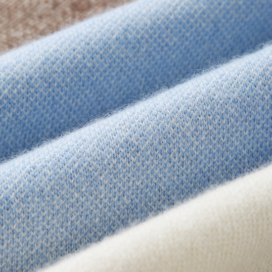 COMOBOCA 100% Cashmere Women's Color Block Plaid Sweater