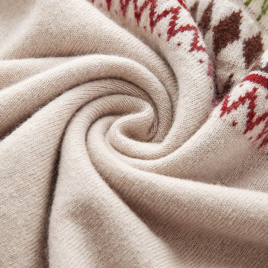 COMOBOCA 100% Wool Women's Geometric Fair Isle Knit Sweater