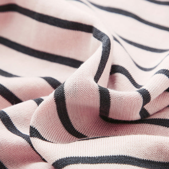 COMOBOCA Women's Striped Ribbed Contrast Trim T-Shirt