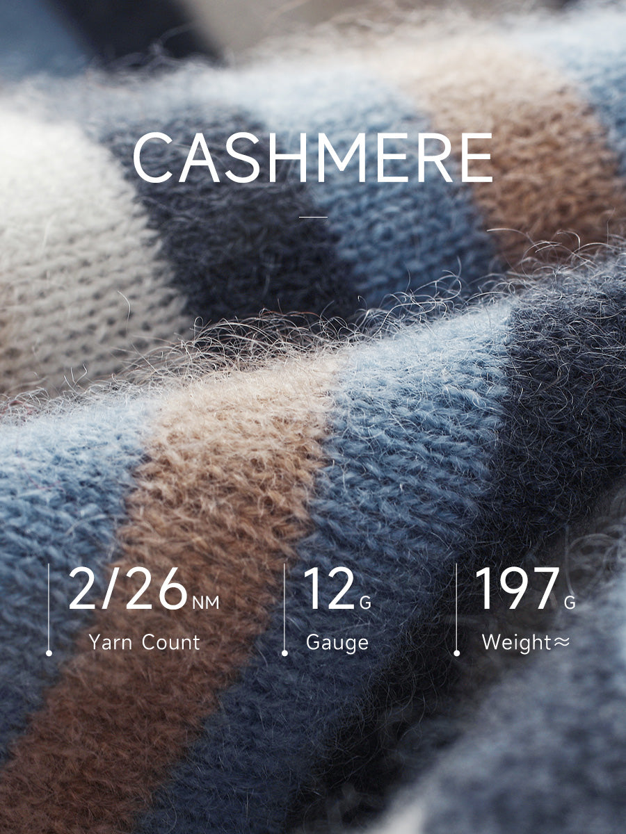 COMOBOCA 100% Cashmere Women's Striped Knit Sweater