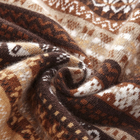 COMOBOCA 100% Cashmere Women's Fair Isle Half Zip Sweater