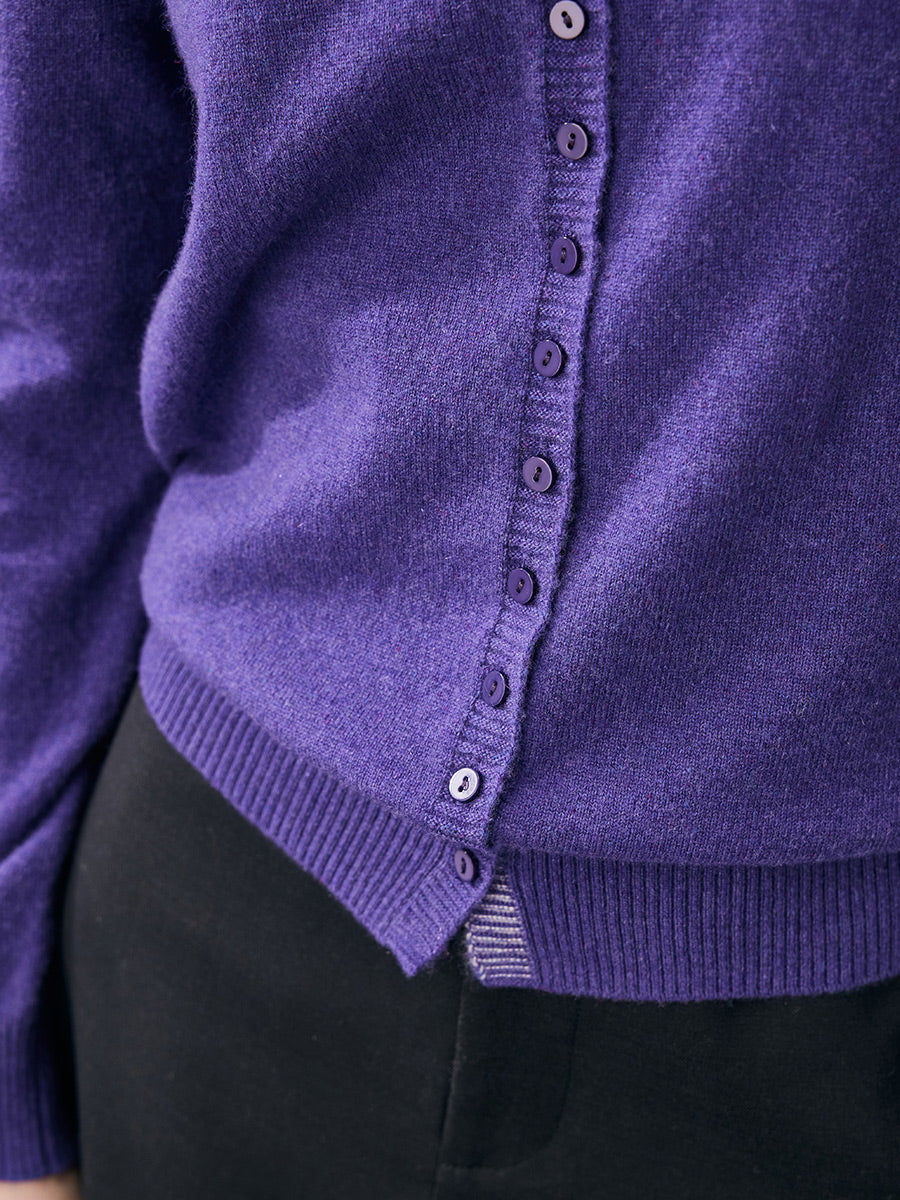 COMOBOCA 100% Cashmere Women's Turtleneck Button-Up Cardigan