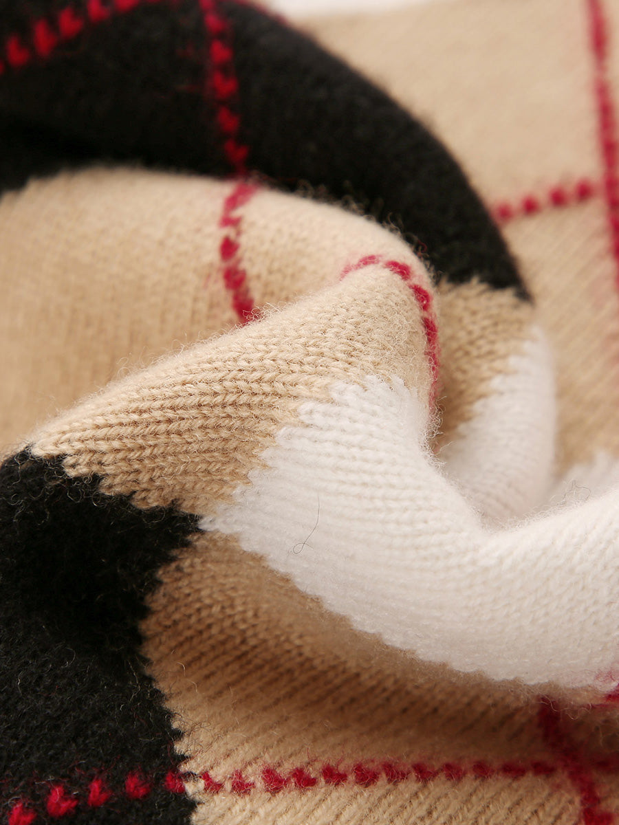 COMOBOCA 100% Wool Kids' Ribbed Argyle Knit Sweater