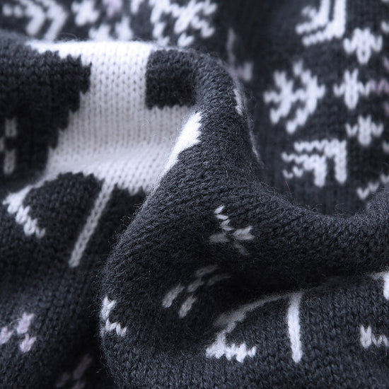 COMOBOCA 100% Wool Women's Reindeer Knit Cardigan