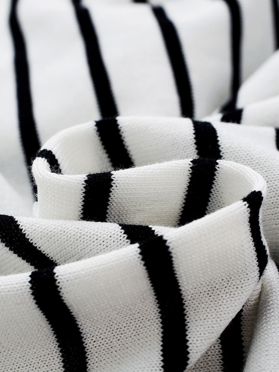 COMOBOCA Women's Striped Short Sleeve Knit Cardigan