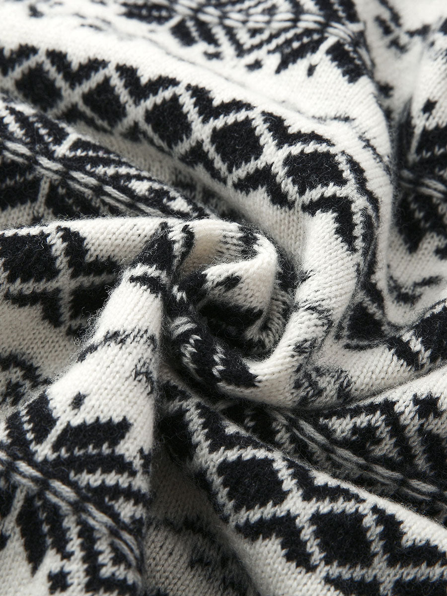 COMOBOCA 100% Wool Women's Snowflake Pattern Cardigan