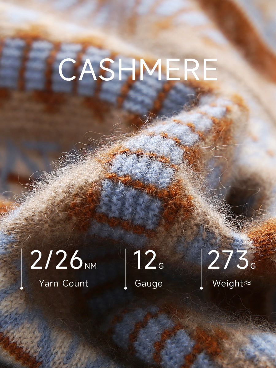 COMOBOCA 100% Cashmere Women's Fair Isle Double Zip Cardigan