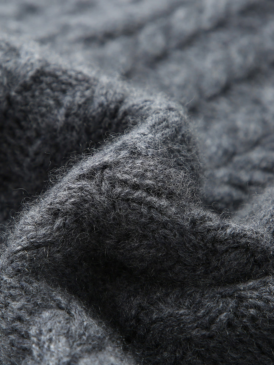 COMOBOCA 100% Cashmere Women's Chunky Cable Knit Sweater