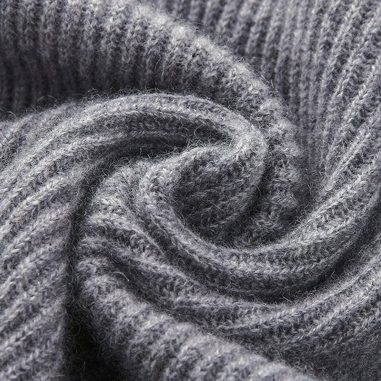 COMOBOCA 100% Cashmere Women's Color Block Ribbed Knit Sweater