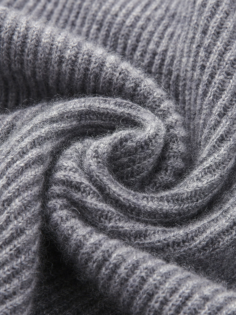 COMOBOCA 100% Cashmere Women's Color Block Ribbed Knit Sweater