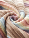 COMOBOCA 100% Cashmere Women's Rainbow Striped Round Neck Sweater