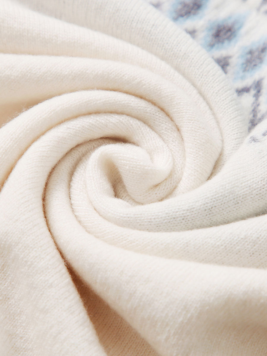 COMOBOCA 100% Wool Kids' Fair Isle Round Neck Sweater