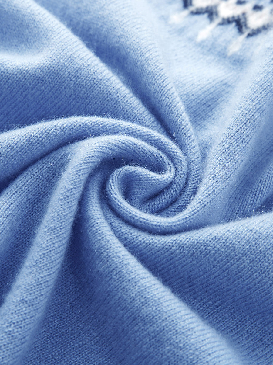 COMOBOCA 100% Cashmere Women's Fair Isle Cardigan Sweater