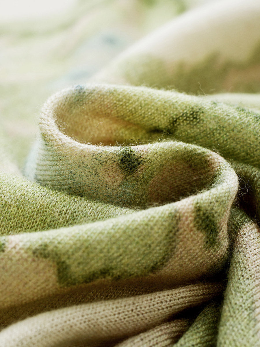 COMOBOCA Women's Watercolor Floral Print Knit Cardigan