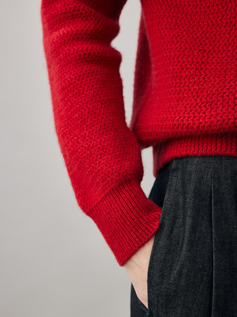 COMOBOCA 100% Cashmere Women's Half Zip Hoodie