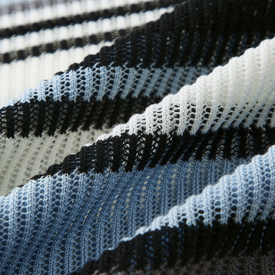 COMOBOCA Women's Striped Ribbed Round Neck Sweater