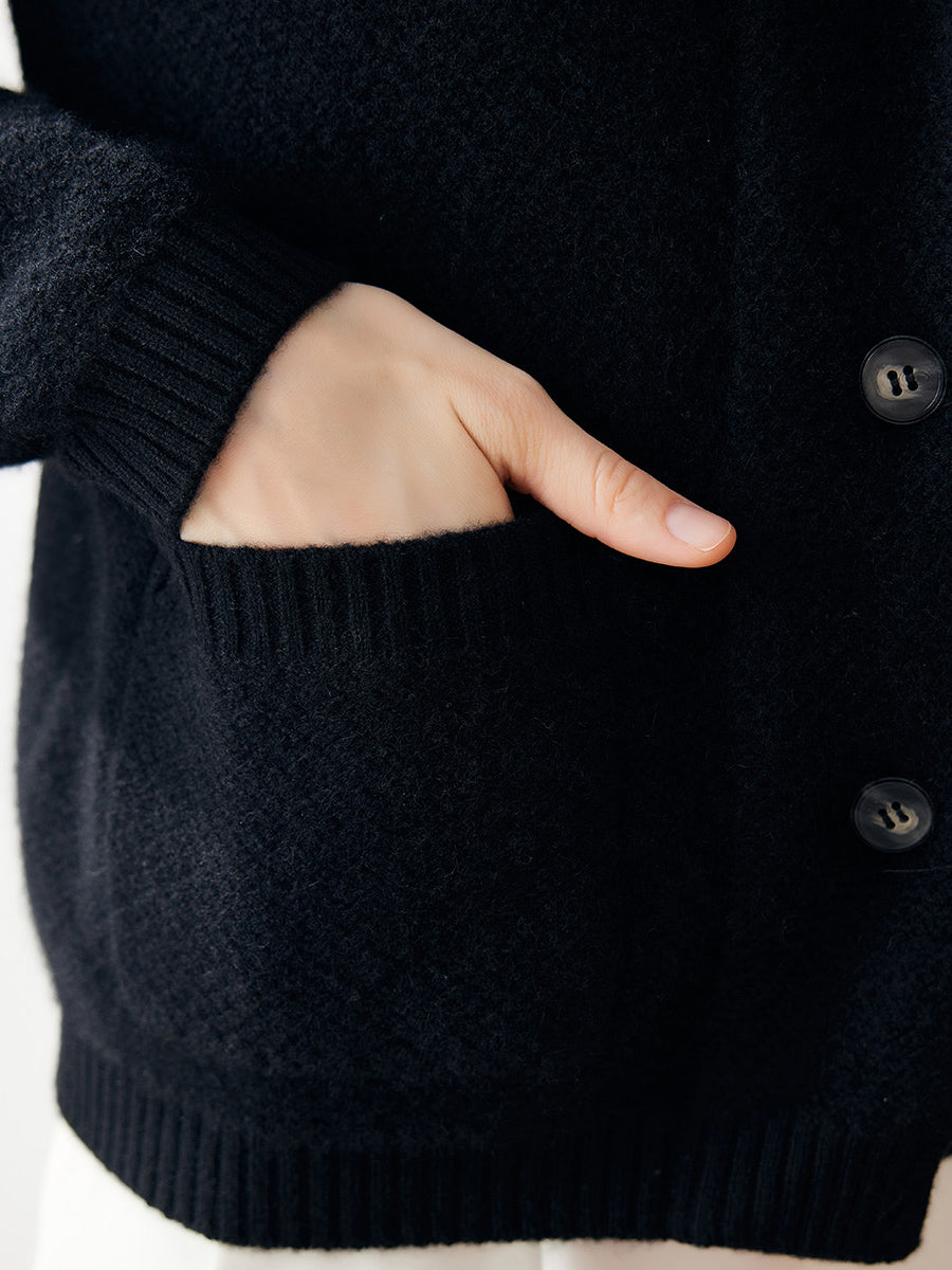 COMOBOCA 100% Cashmere Women's Blazer Collar Cardigan