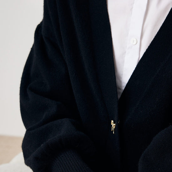 COMOBOCA 100% Cashmere Women's Puff Sleeve Knit Cardigan