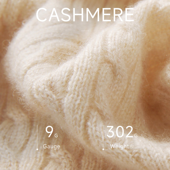 COMOBOCA 100% Cashmere Women's Cable Knit Zip Up Hoodie