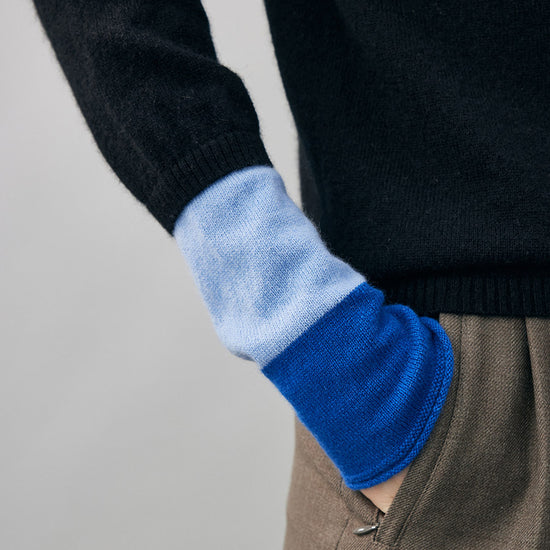 COMOBOCA 100% Cashmere Women's Color-Blocked Sleeve Knit Sweater