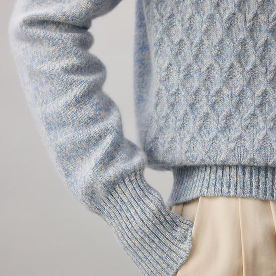 COMOBOCA 100% Cashmere Women's Cable Knit Mock Neck Sweater