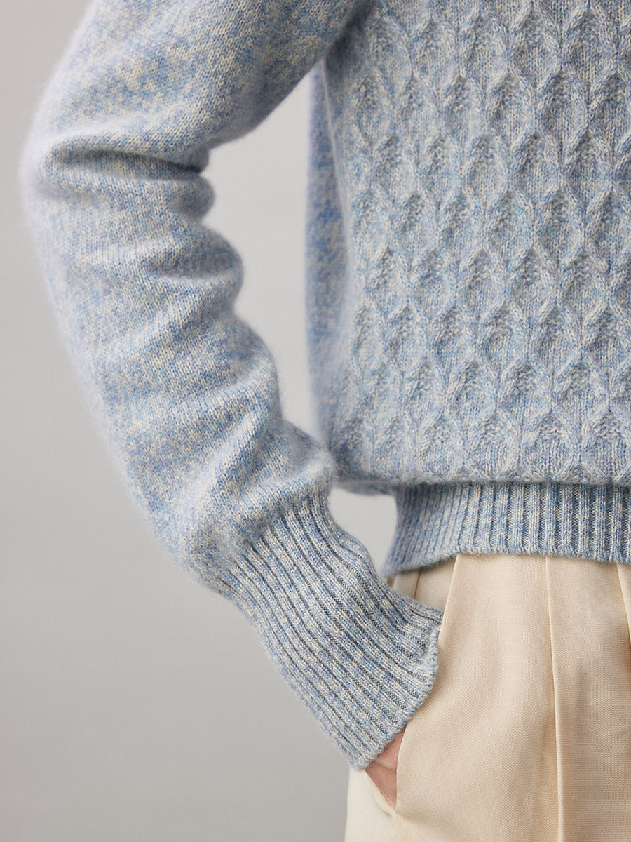 COMOBOCA 100% Cashmere Women's Cable Knit Mock Neck Sweater