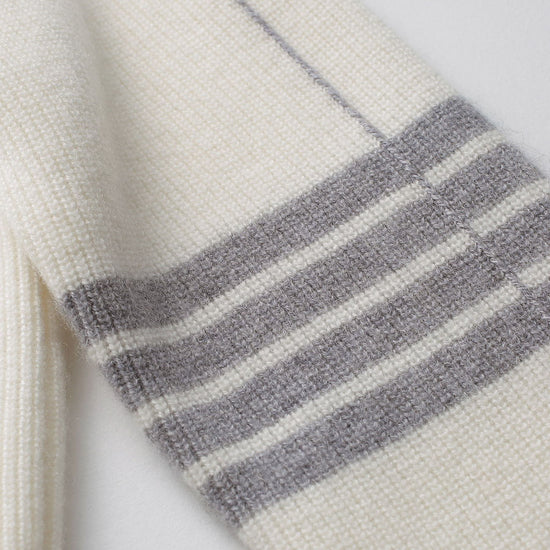 COMOBOCA 100% Cashmere Women's Striped Sleeve Round Neck Sweater