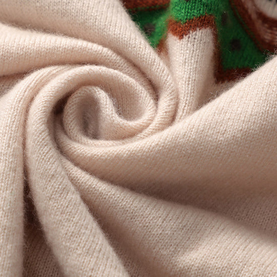 COMOBOCA 100% Cashmere Women's Vintage Inspired Geometric Knit Cardigan