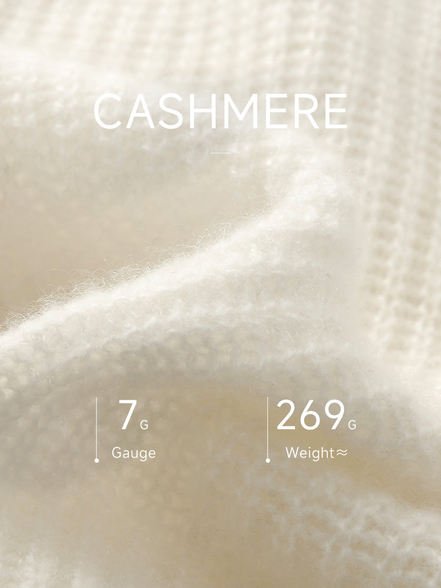 COMOBOCA 100% Cashmere Women's Cable Half Zip Striped Collar Sweater