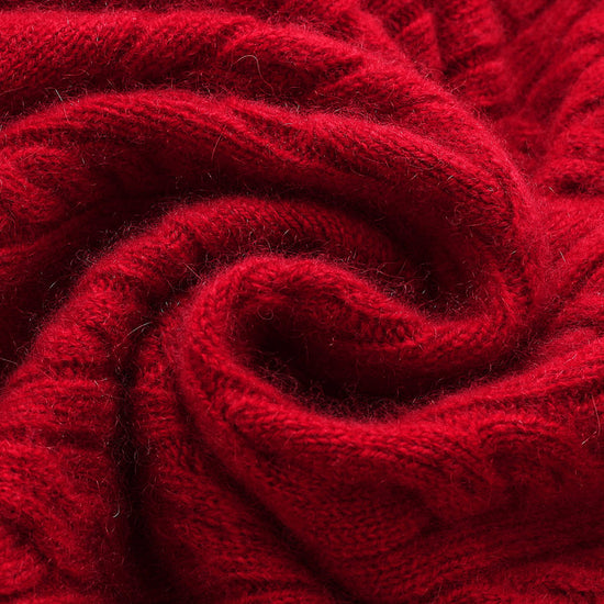 COMOBOCA 100% Cashmere Women's Cable Round Neck Knit Sweater