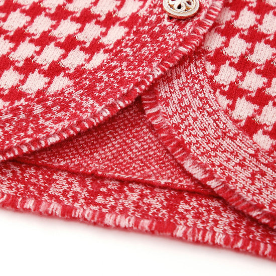 COMOBOCA 100% Wool Women's Houndstooth Cardigan