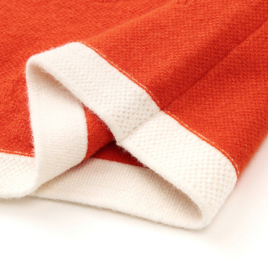 COMOBOCA 100% Wool Women's Contrast Trim Floral Embroidery Cardigan