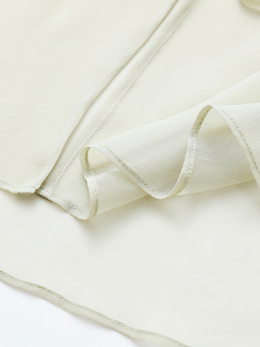 COMOBOCA 100% Mulberry Silk Women's Tie-Front Blouse